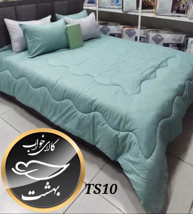 روتختی دورو تک رنگ سبزآبی و طوسی دو نفره شش تکه برند ترکسان کد TS10