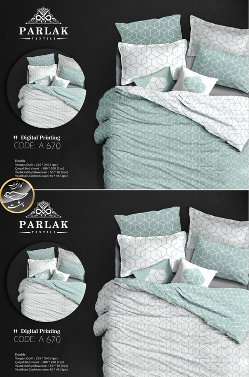 روتختی دورو طرح دار دونفره هشت تکه پارلاک برند ترکسان کد A670