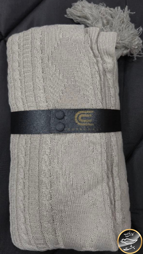 شال مبل طرح دار (کرم روشن)