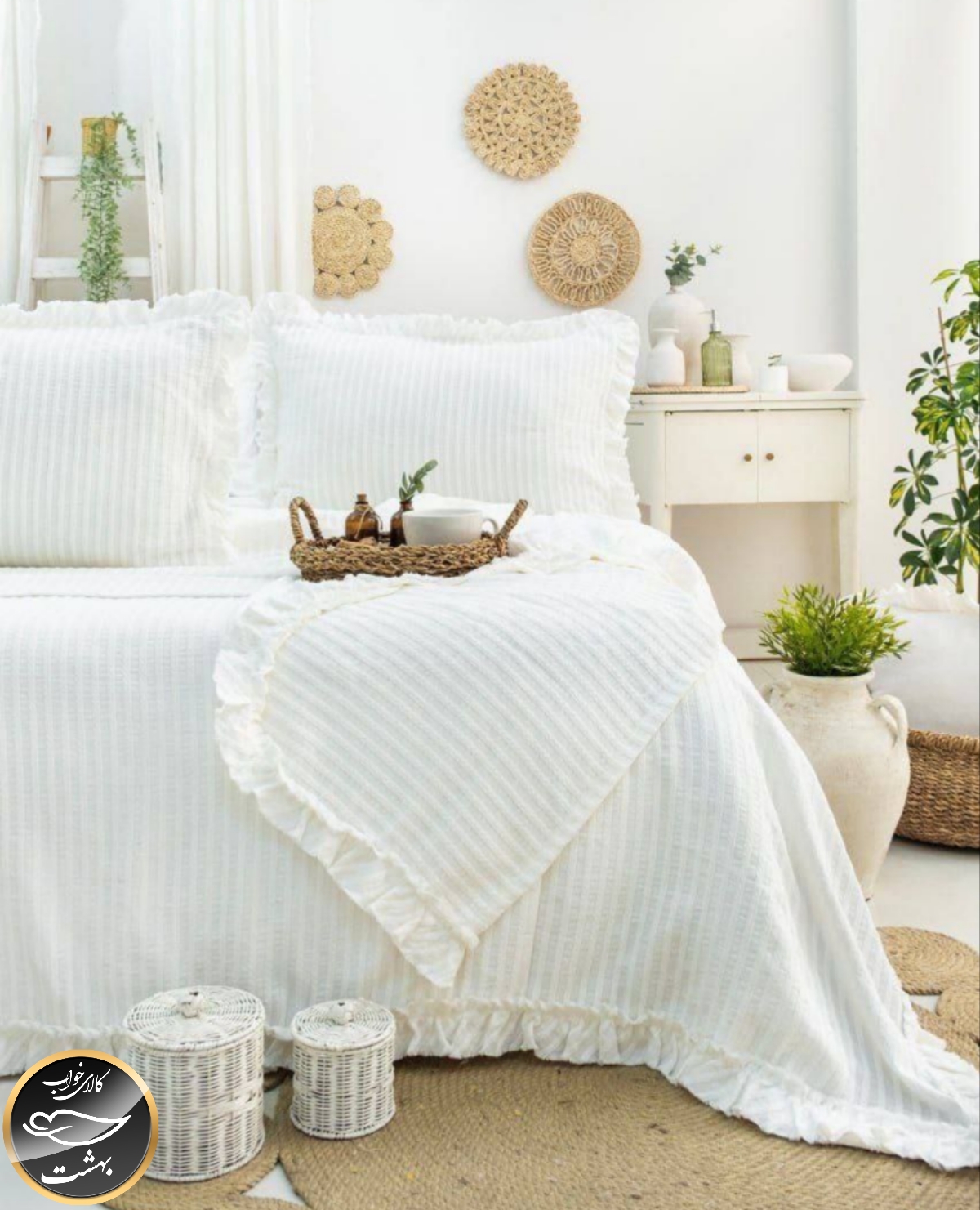 ست پیکه دونفره مدل Marta برند شاهسر ترک (سه تکه - کرم)