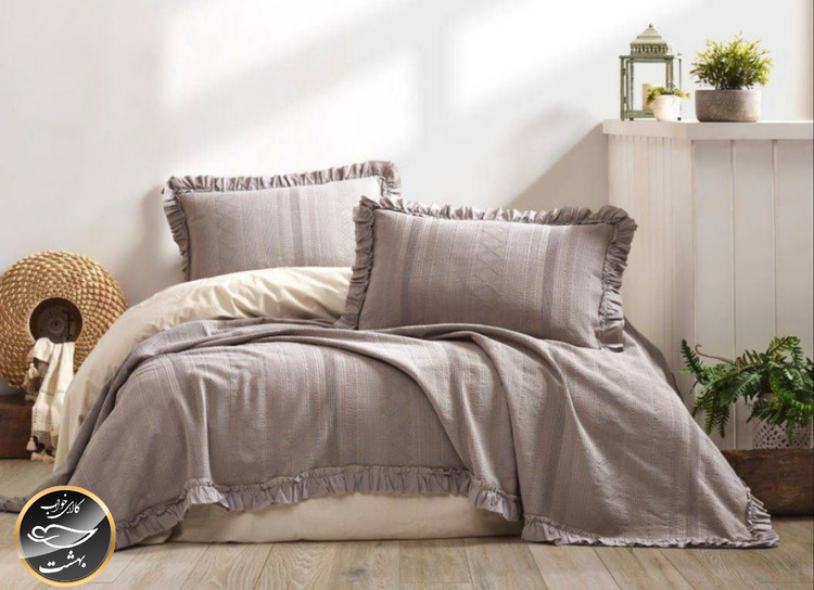 ست پیکه دونفره مدل Tziana برند شاهسر ترک (سه تکه - طوسی)