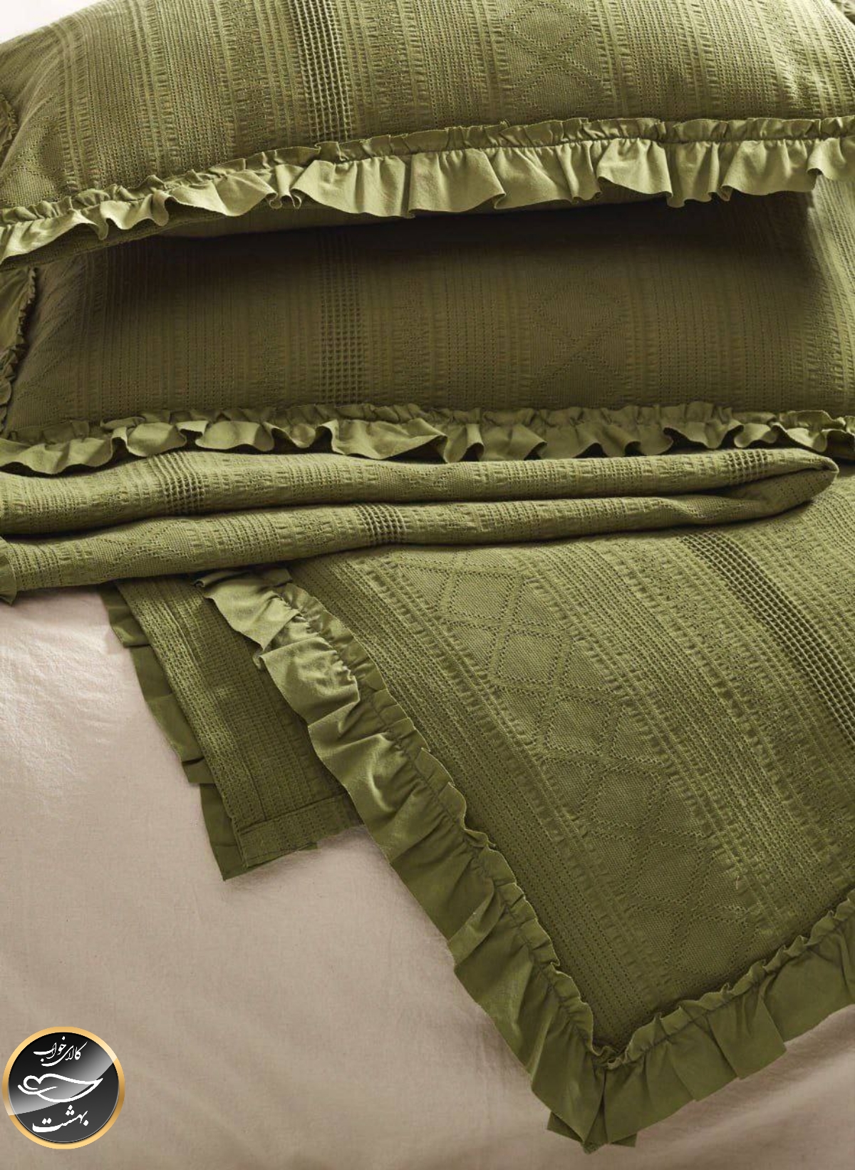 ست پیکه دونفره مدل Tziana برند شاهسر ترک (سه تکه - سبز)