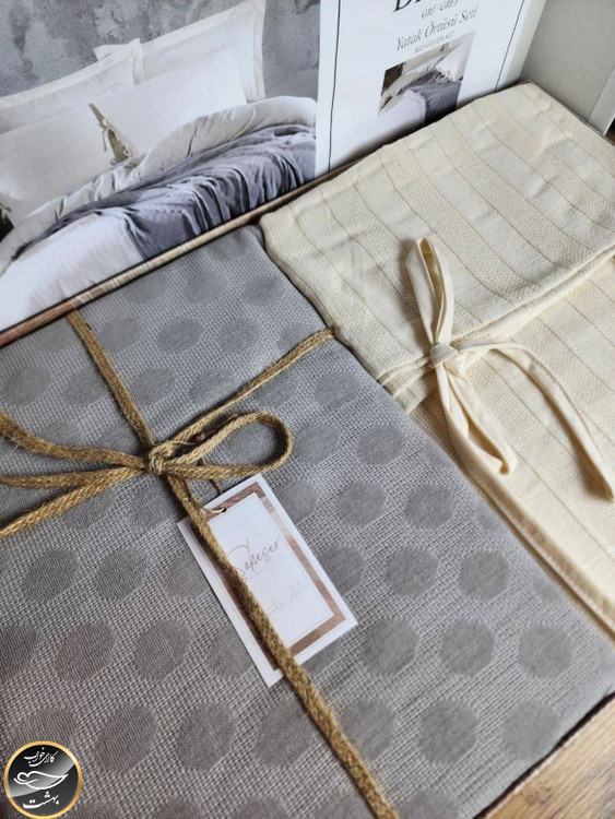 ست کاور لحاف دونفره مدل Dante برند شاهسر ترک (هفت تکه - طوسی)