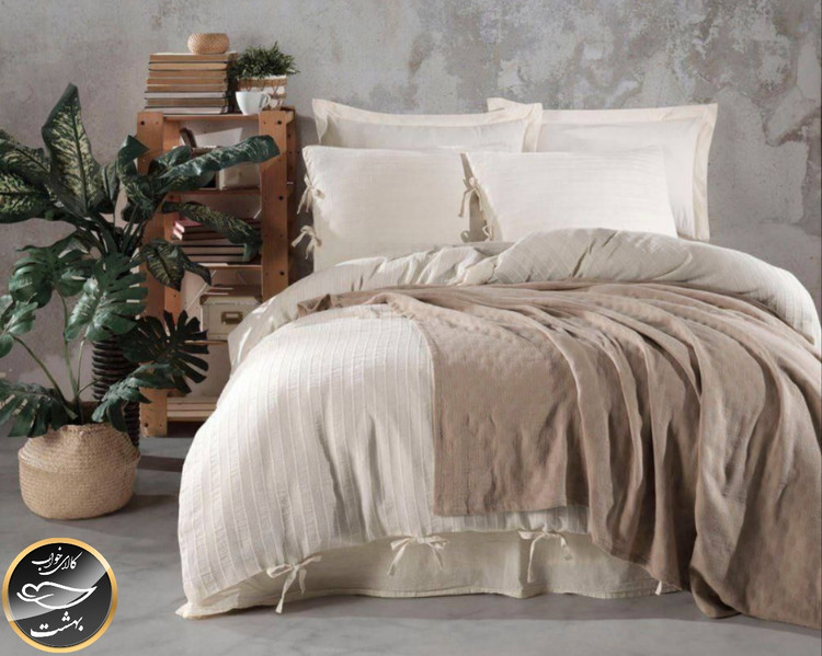 ست کاور لحاف دونفره مدل Dante برند شاهسر ترک (هفت تکه - بژ)