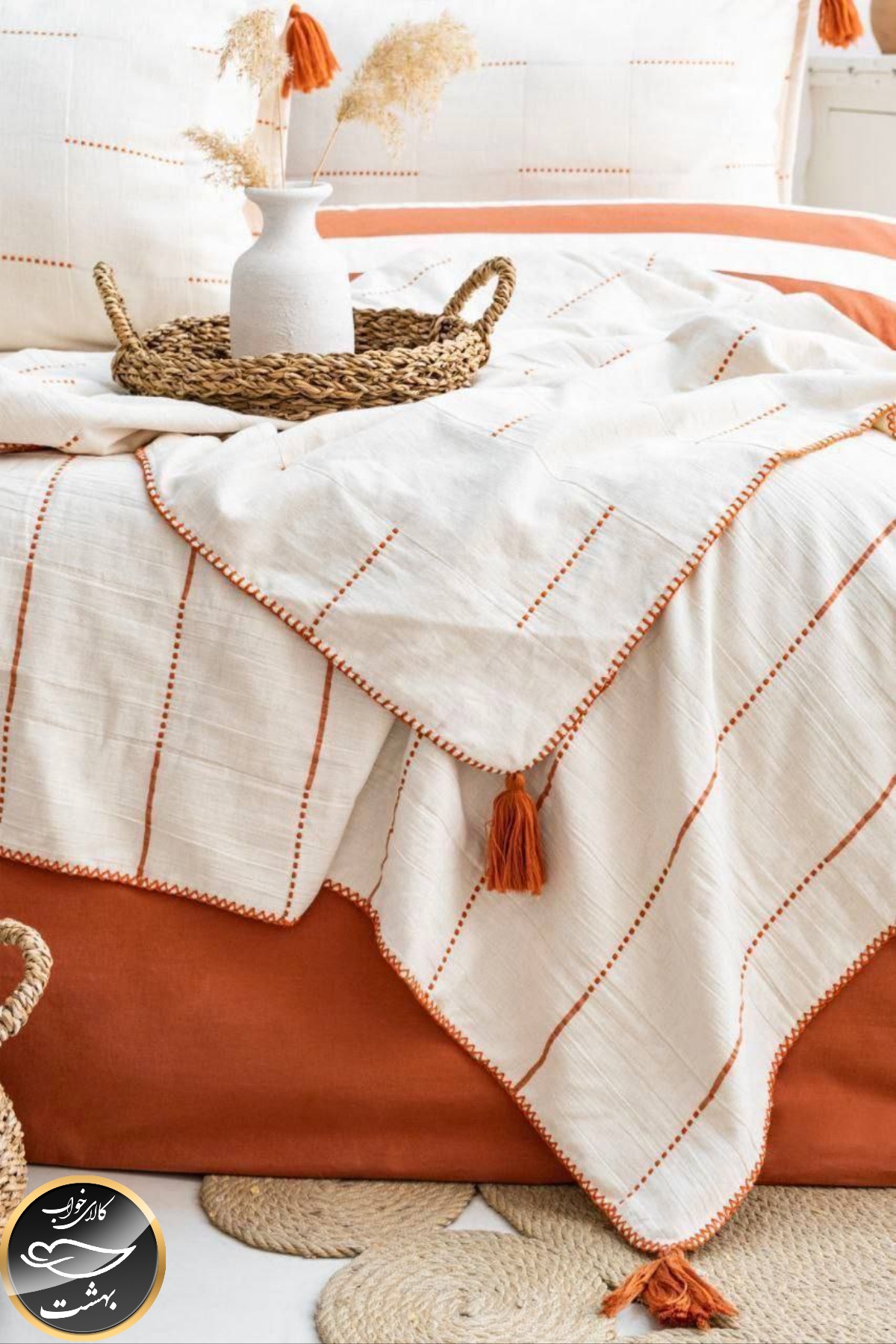 ست کاور لحاف دونفره مدل Eva برند شاهسر ترک (هفت تکه - نارنجی)