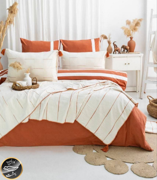 ست کاور لحاف دونفره مدل Eva برند شاهسر ترک (هفت تکه - نارنجی)