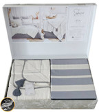 ست کاور لحاف دونفره مدل Eva برند شاهسر ترک (هفت تکه - طوسی)