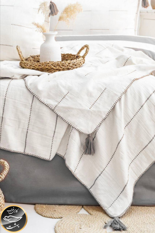 ست کاور لحاف دونفره مدل Eva برند شاهسر ترک (هفت تکه - طوسی)