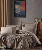 ست کاور لحاف دونفره مدل Freya برند شاهسر ترک (هفت تکه - قهوه ای)