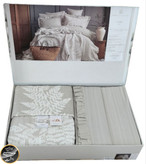 ست کاور لحاف دونفره برند پوپیلا ترک (هفت تکه - بژ)