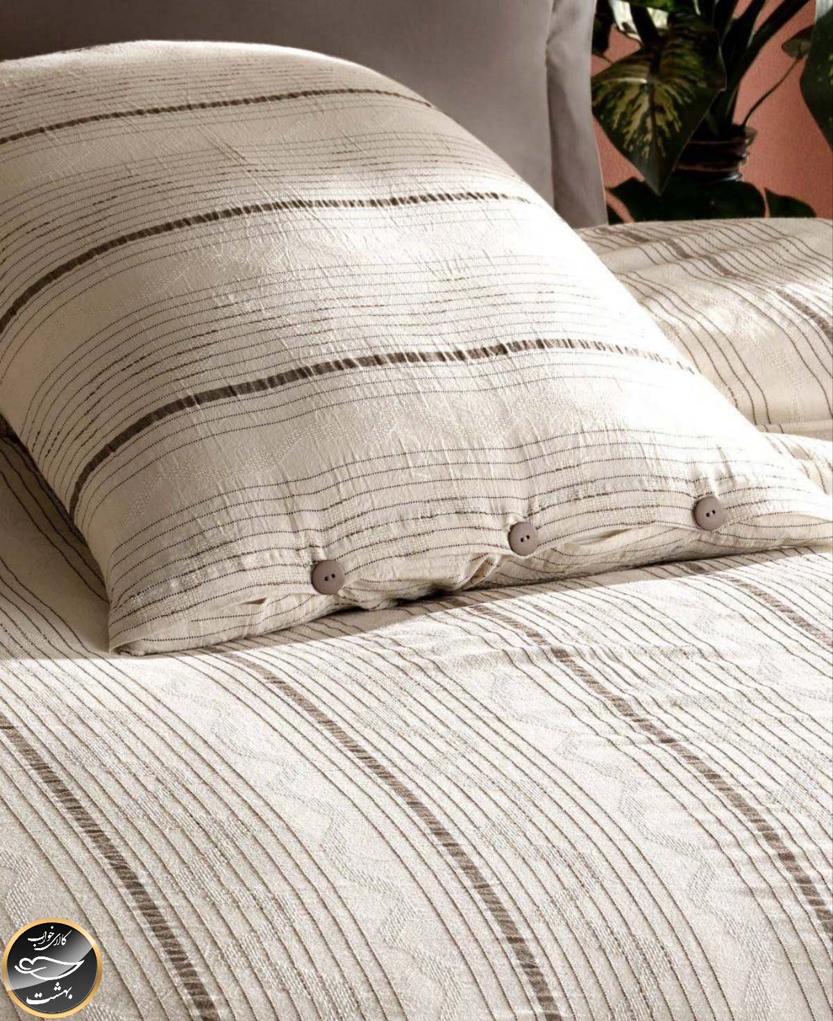 ست کاور لحاف دونفره مدل Avva برند شاهسر ترک (شش تکه - بژ)