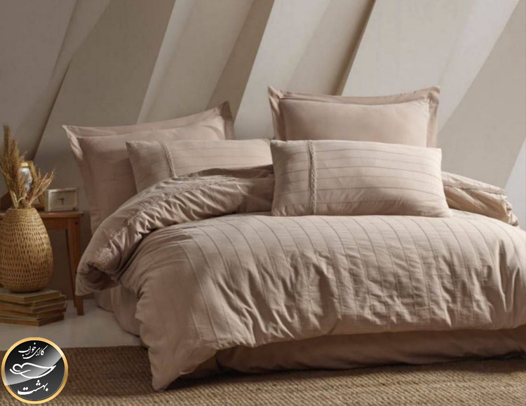 ست کاور لحاف دونفره مدل Jasmin برند شاهسر ترک (شش تکه - بژ)