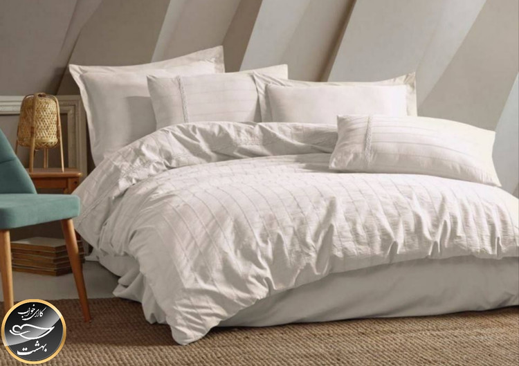 ست کاور لحاف دونفره مدل Jasmin برند شاهسر ترک (شش تکه - کرم روشن)