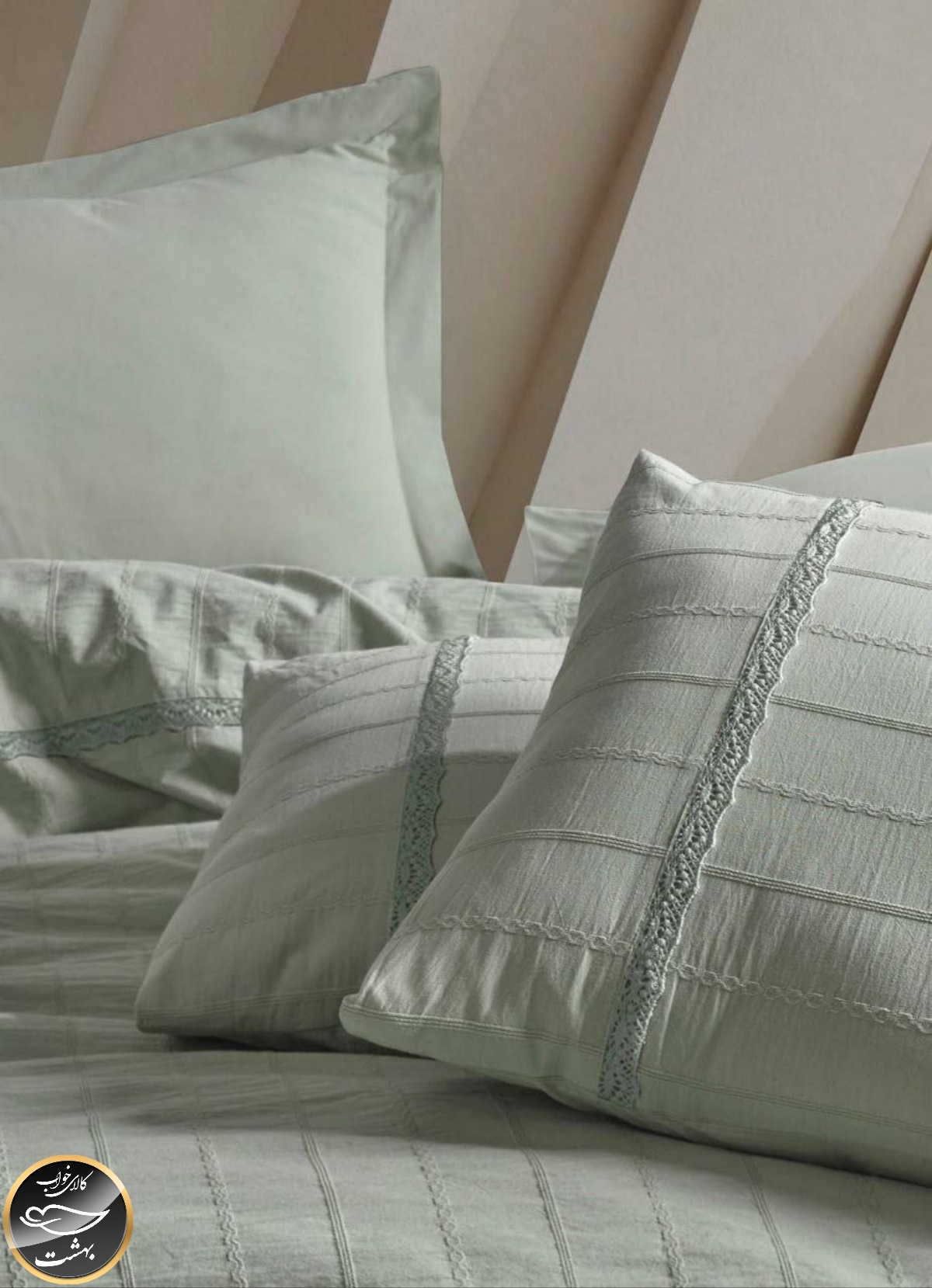 ست کاور لحاف دونفره مدل Jasmin برند شاهسر ترک (شش تکه - سبز)