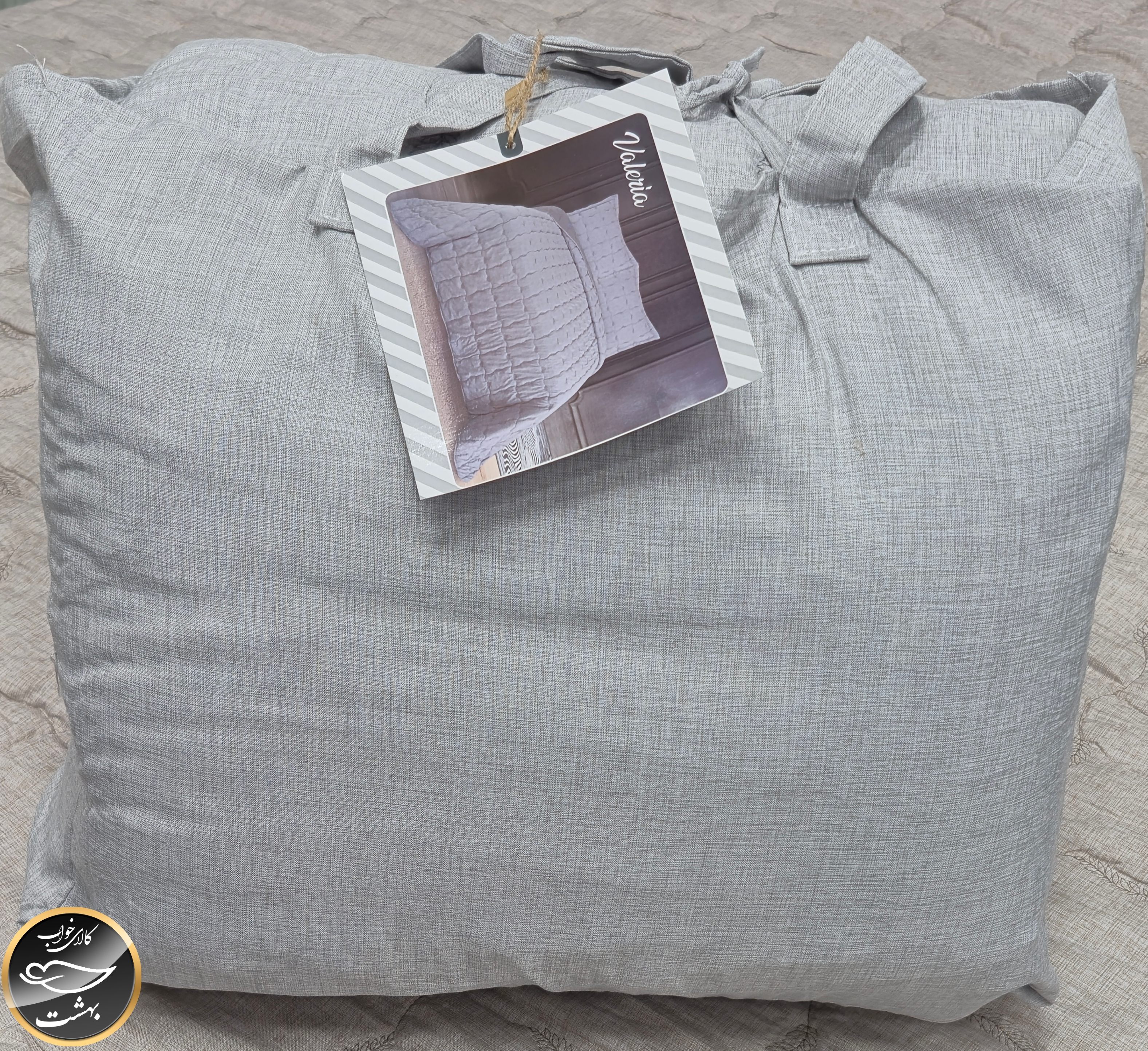 روتختی دونفره پنبه دوزی ترک تمام نخ مدل والریا (3 تکه - طوسی)