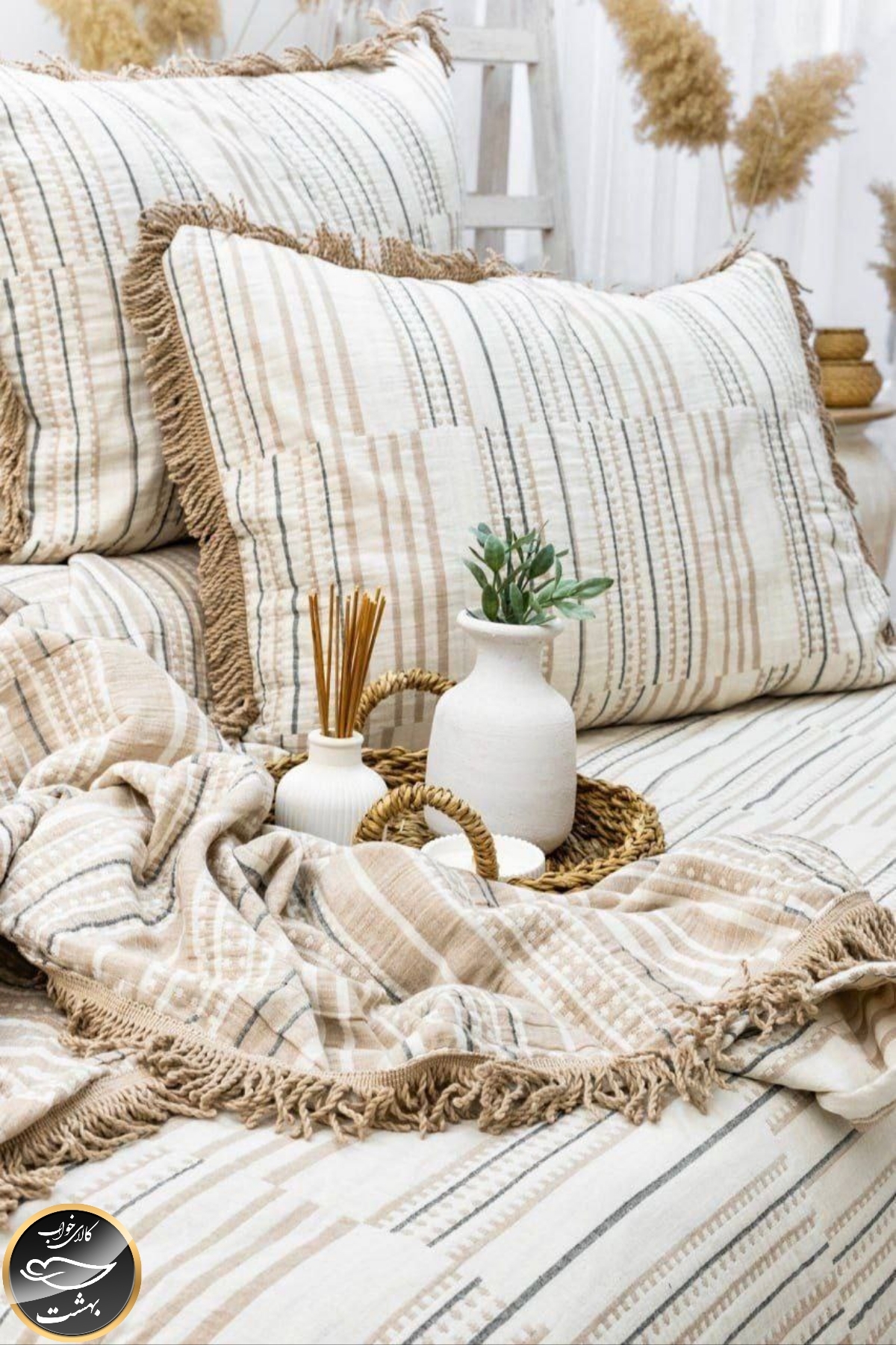 ست پیکه دونفره مدل Lia برند شاهسر ترک (سه تکه - بژ)