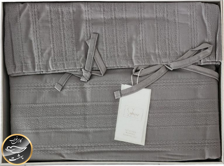 ست کاور لحاف دونفره مدل Lucca برند شاهسر ترک (شش تکه - طوسی)