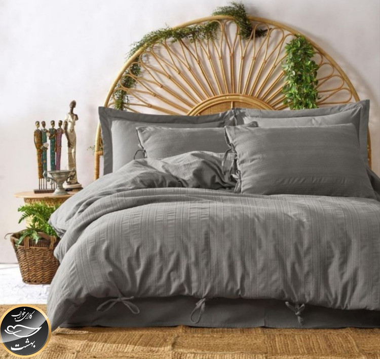 ست کاور لحاف دونفره مدل Lucca برند شاهسر ترک (شش تکه - طوسی)