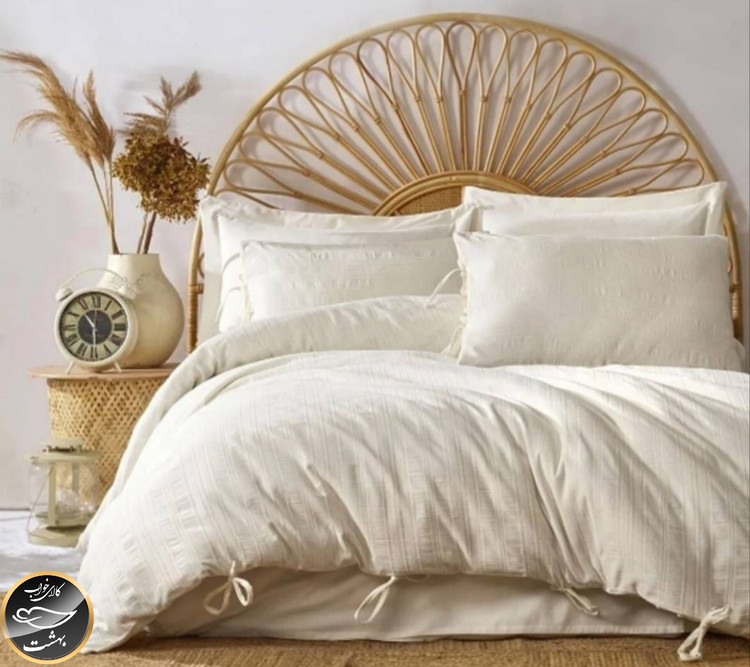 ست کاور لحاف دونفره مدل Lucca برند شاهسر ترک (شش تکه - کرم روشن)