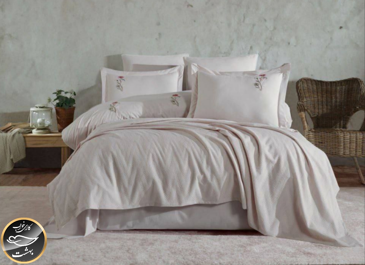 ست پیکه دونفره ساتن مدل Noris برند شاهسر ترک (هفت تکه)