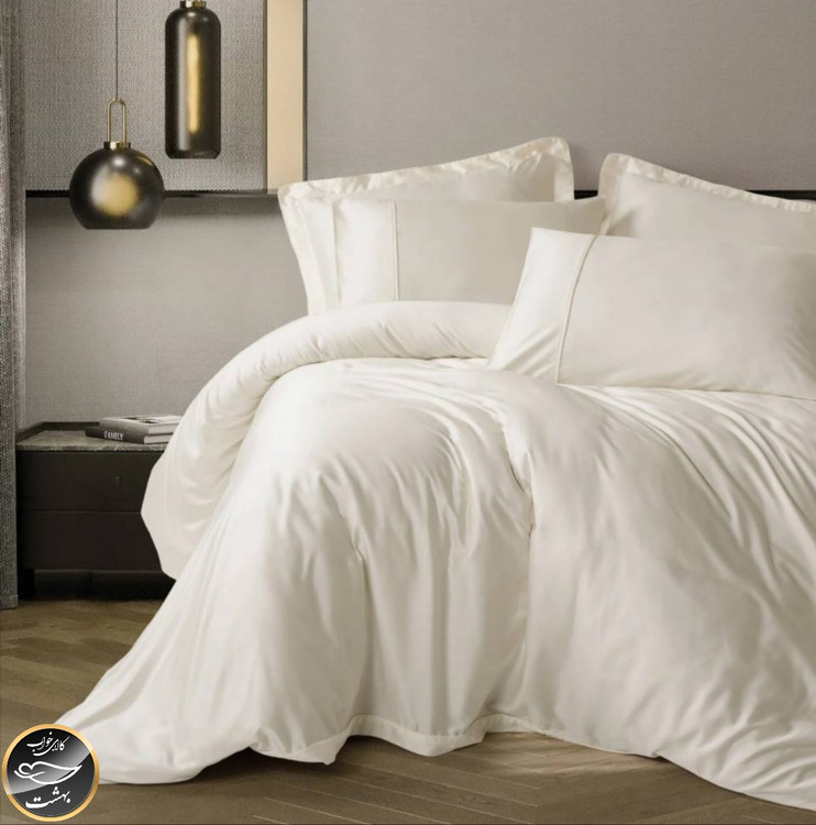 ست کاور لحاف ساتن دونفره Silky Saten (شش تکه - سفید)