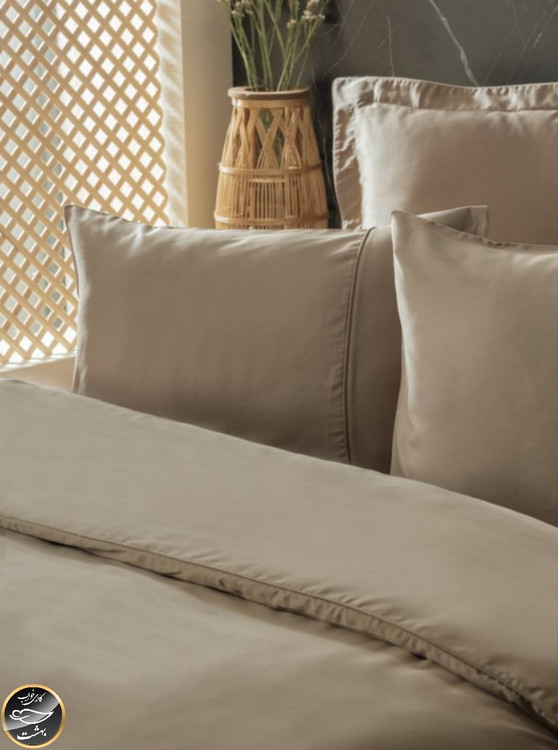 ست کاور لحاف ساتن دونفره Silky Saten (شش تکه - بژ)