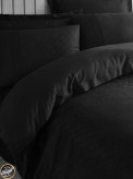 ست کاور لحاف ساتن دونفره Jakarli مدل Dama Siyah (شش تکه - مشکی)