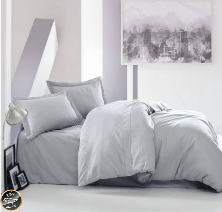 ست کاور لحاف ساتن یک نفره Elegant (سه تکه - طوسی)