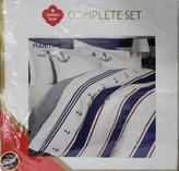 ست کاور لحاف پنبه دوزی یک نفره (سه تکه)  Compete Seti Maritime - Brine Ekru