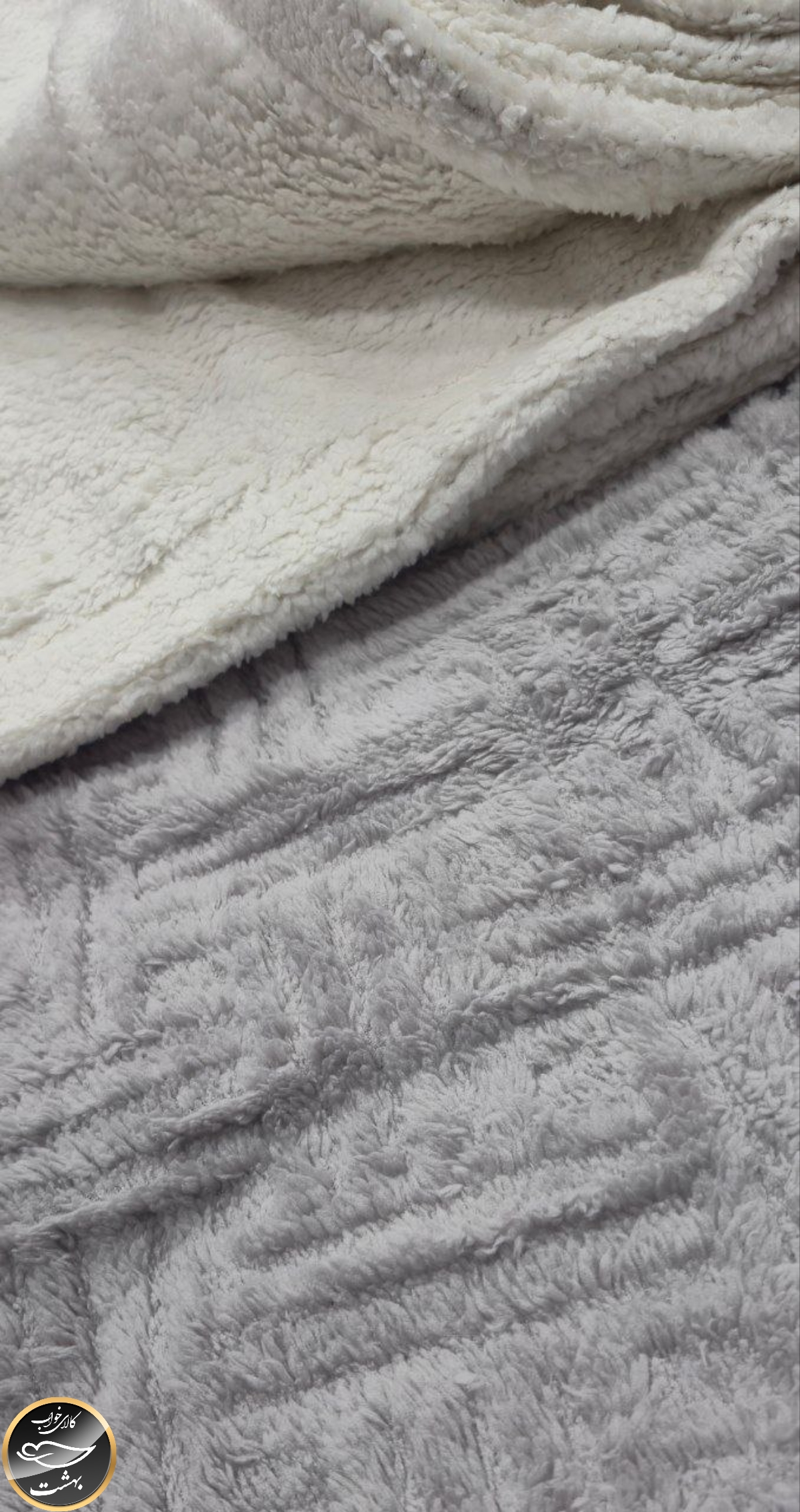 پتو دونفره پشت تدی (طوسی)