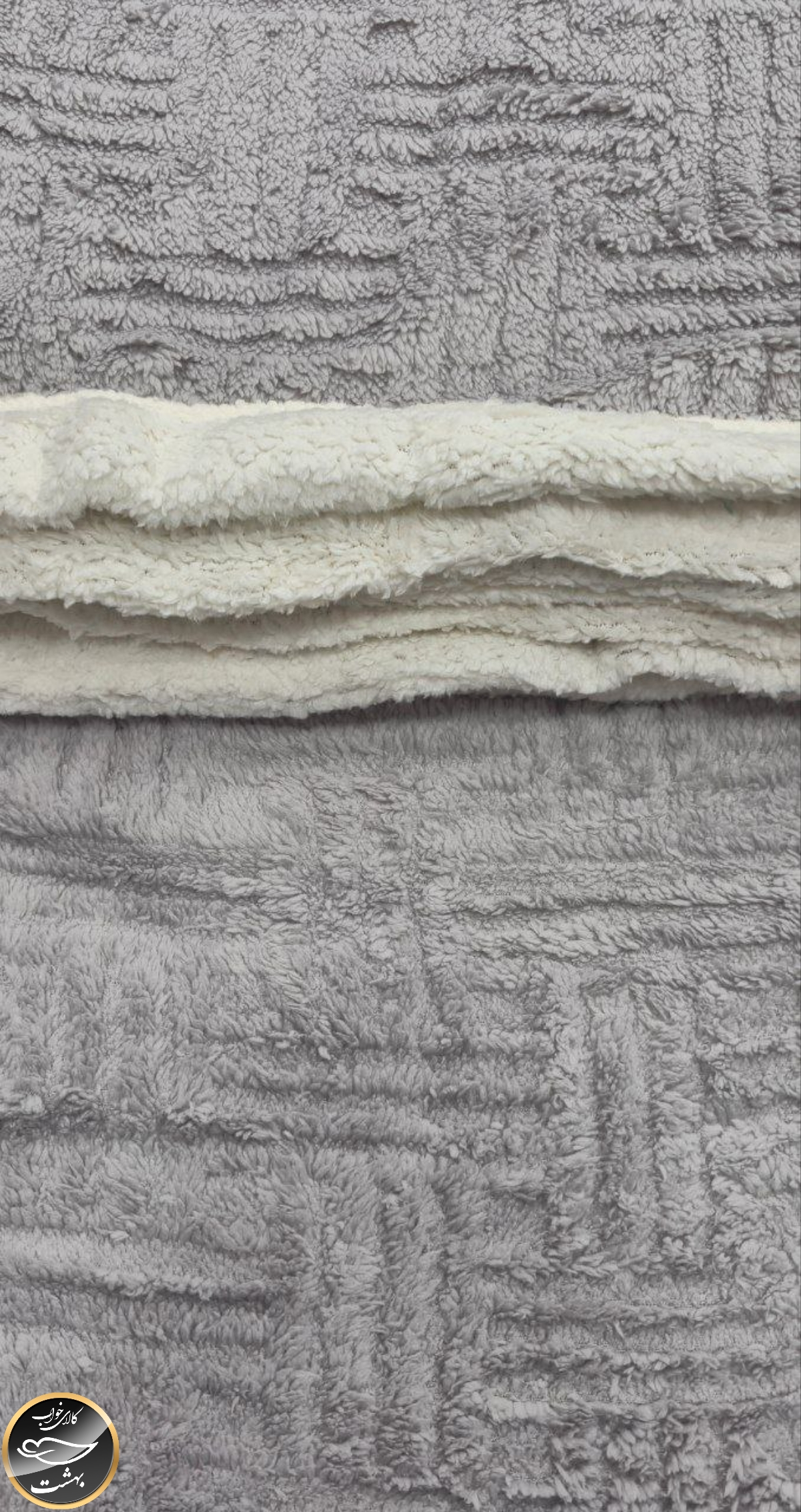 پتو دونفره پشت تدی (طوسی)