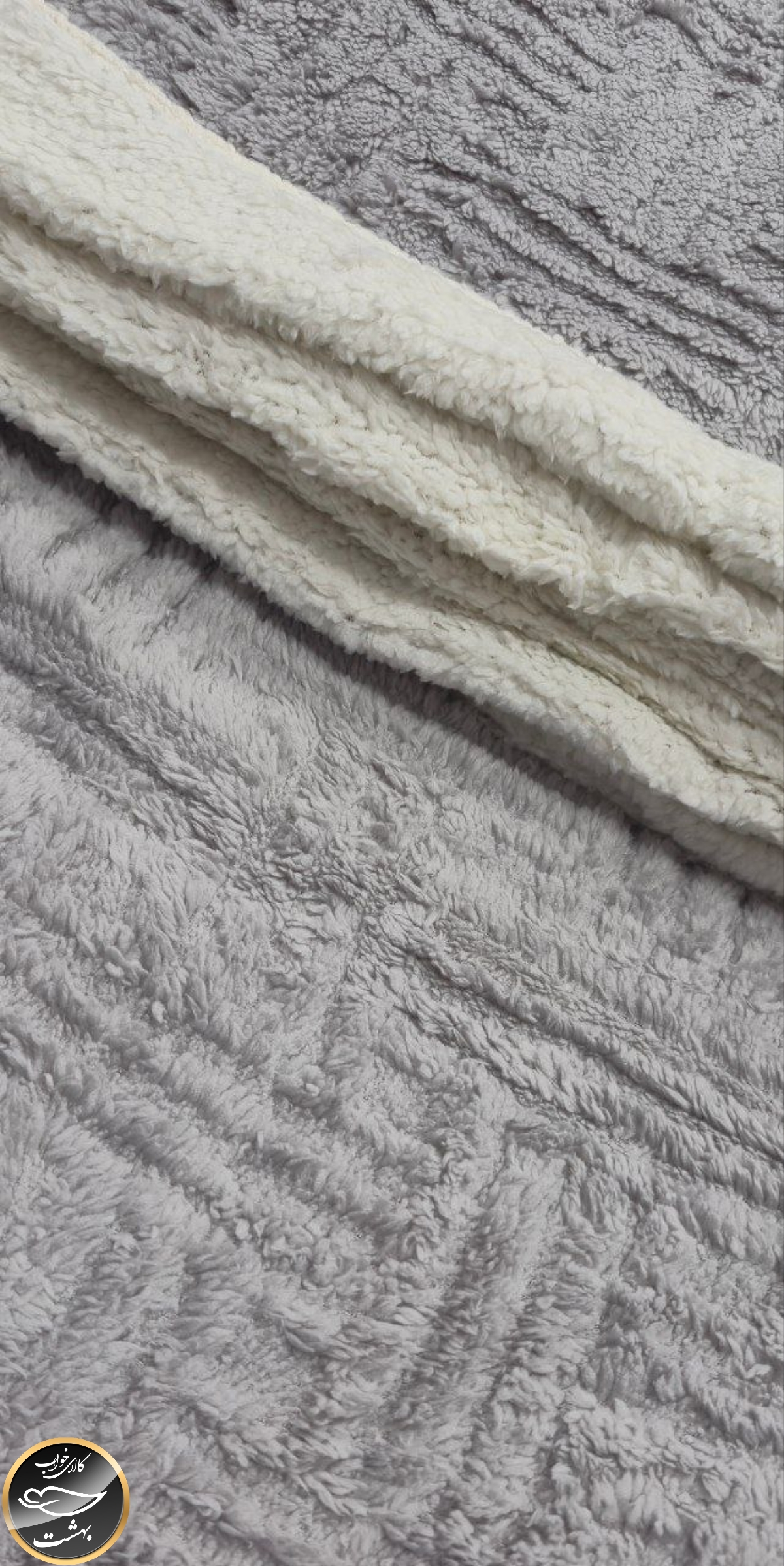 پتو دونفره پشت تدی (طوسی)