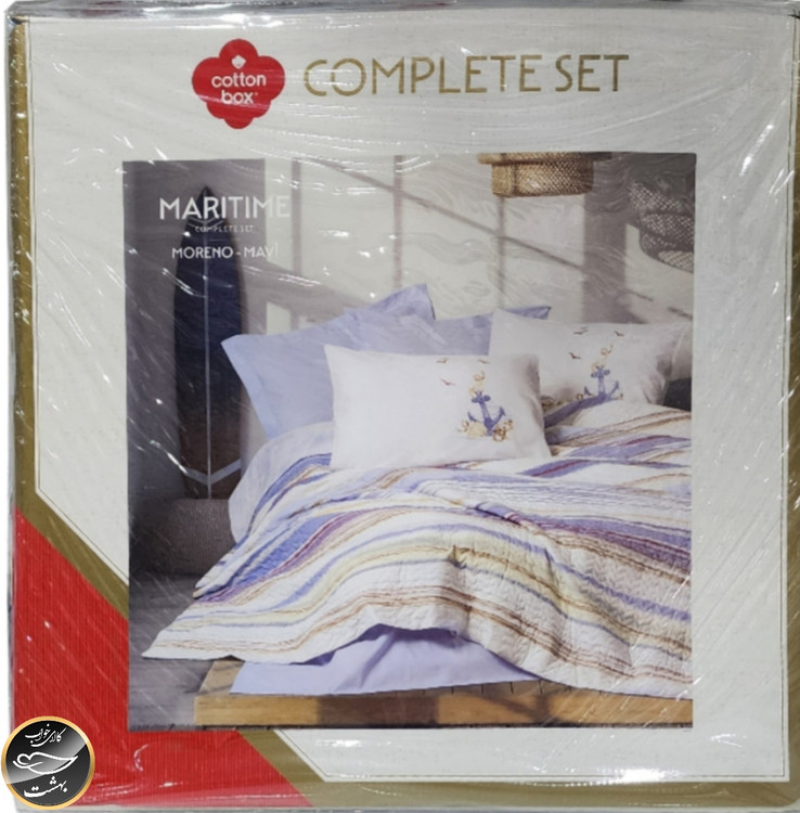 ست کاور لحاف پنبه دوزی یک نفره (سه تکه) Compete Seti Maritime - Moreno Mavi
