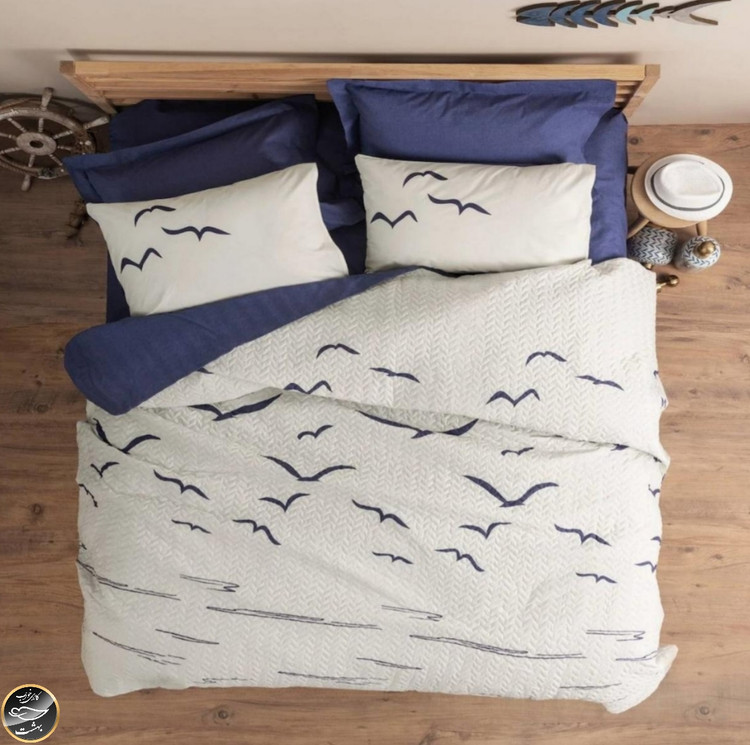 ست کاور لحاف پنبه دوزی یک نفره (سه تکه) Compete Seti Maritime - Larum Lacivert