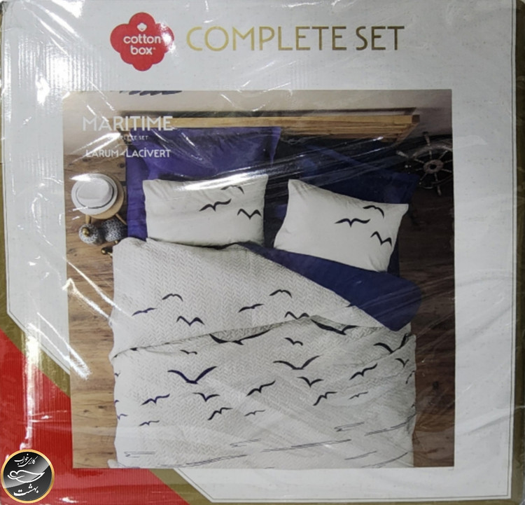 ست کاور لحاف پنبه دوزی یک نفره (سه تکه) Compete Seti Maritime - Larum Lacivert