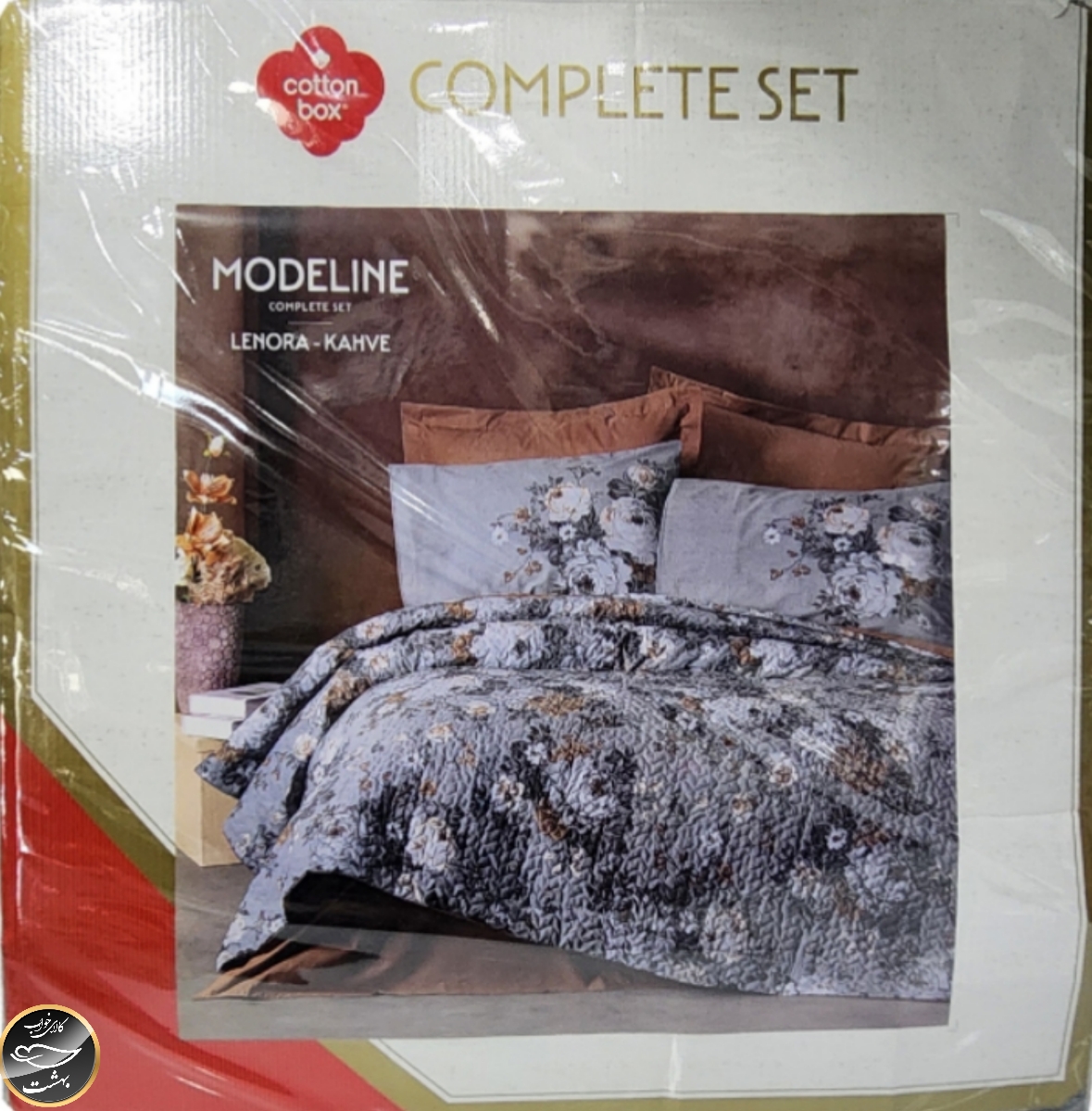 ست کاور لحاف پنبه دوزی یک نفره (سه تکه) Compete Seti Mode Line - Lenora Kahve