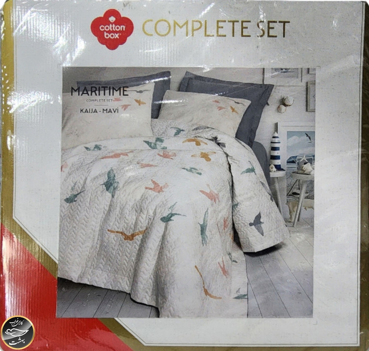 ست کاور لحاف پنبه دوزی یک نفره (سه تکه) Compete Seti Maritime - Kaija Mavi