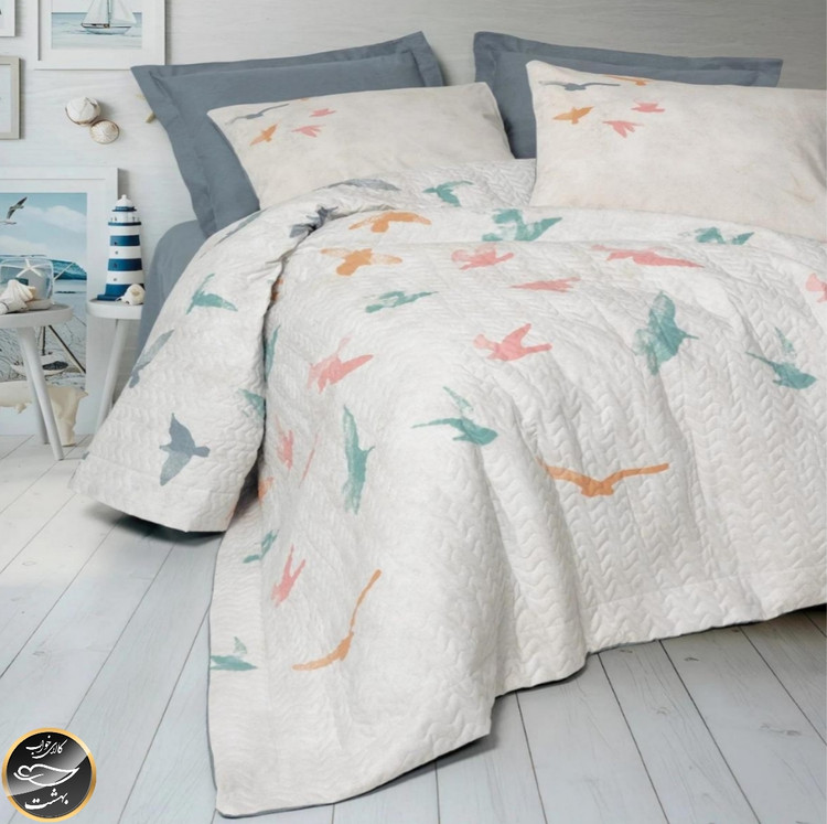 ست کاور لحاف پنبه دوزی یک نفره (سه تکه) Compete Seti Maritime - Kaija Mavi