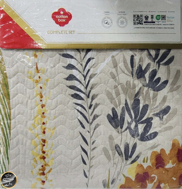 ست کاور لحاف پنبه دوزی یک نفره (سه تکه) Compete Seti Mode Line -Flos Bordo
