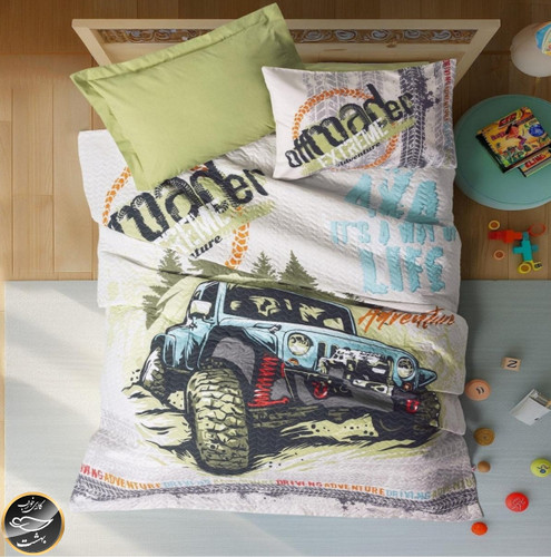 ست کاور لحاف پنبه دوزی یک نفره (سه تکه)Compete Seti Junior - Advanture Yesil