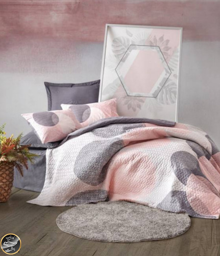 ست کاور لحاف پنبه دوزی یک نفره (سه تکه) Compete Seti Mode Line - Leron Gri