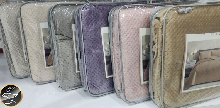 روتختی یک نفره پنبه دوزی مخمل ترک (دو تکه - طوسی تیره )