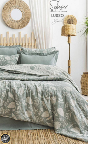 ست کاور لحاف دونفره مدل Lusso Yesil برند شاهسر ترک (شش تکه - طوسی)