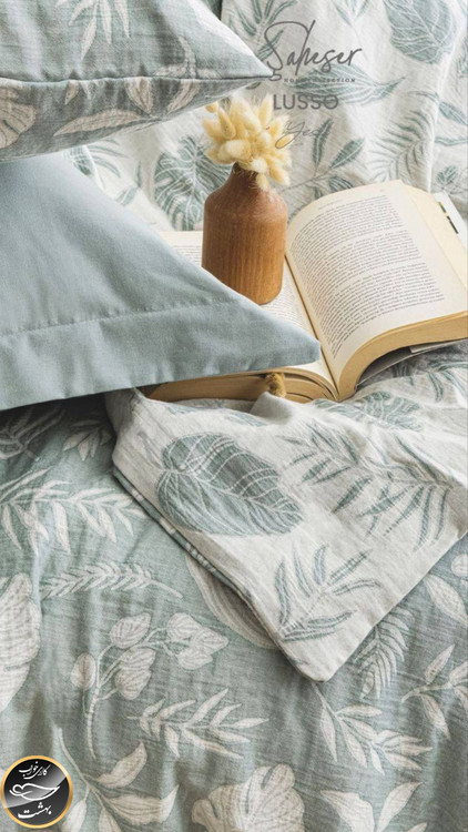 ست کاور لحاف دونفره مدل Lusso Yesil برند شاهسر ترک (شش تکه - طوسی)