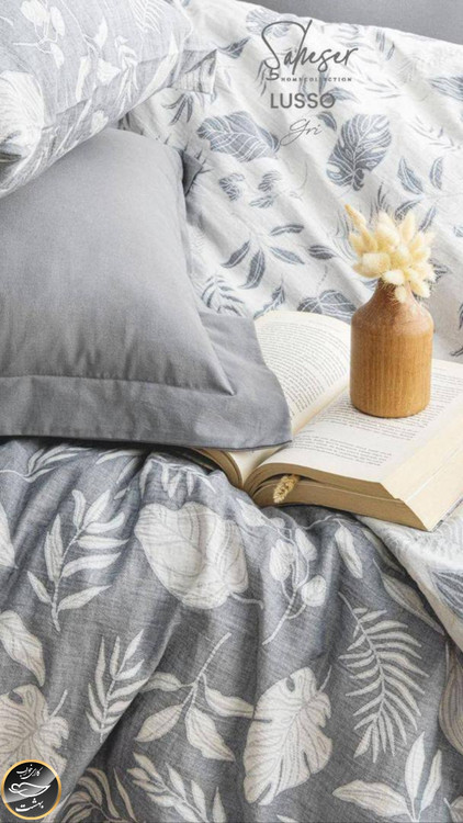 ست کاور لحاف دونفره مدل Lusso Gri برند شاهسر ترک (شش تکه - طوسی)