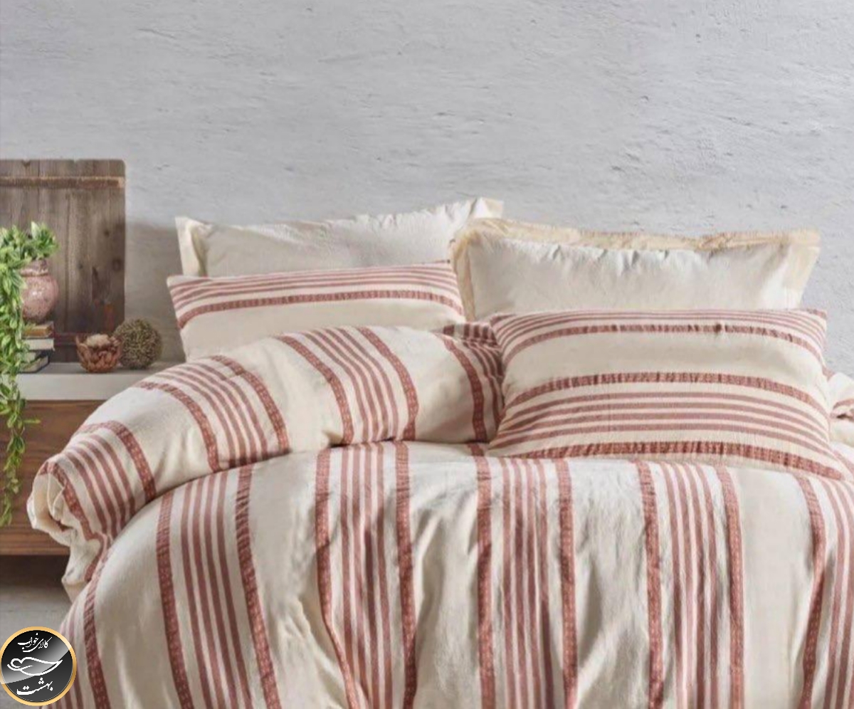 ست کاور لحاف دونفره مدل Nidus Kiremit برند شاهسر ترک (چهار تکه - نارنجی)