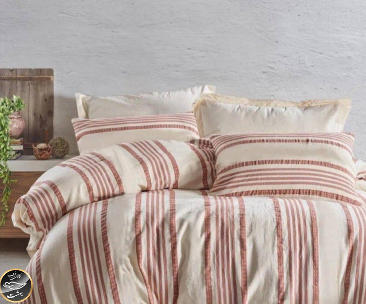 ست کاور لحاف دونفره مدل Nidus Kiremit برند شاهسر ترک (چهار تکه - نارنجی)