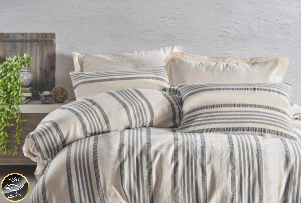 ست کاور لحاف دونفره مدل Nidus Gri برند شاهسر ترک (چهار تکه - طوسی)