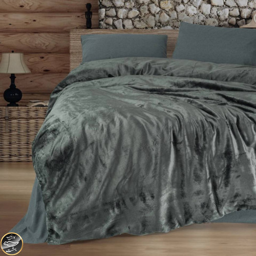 ست کاور لحاف دونفره مخمل Velvet - Flossy Gri (چهار تکه - طوسی)