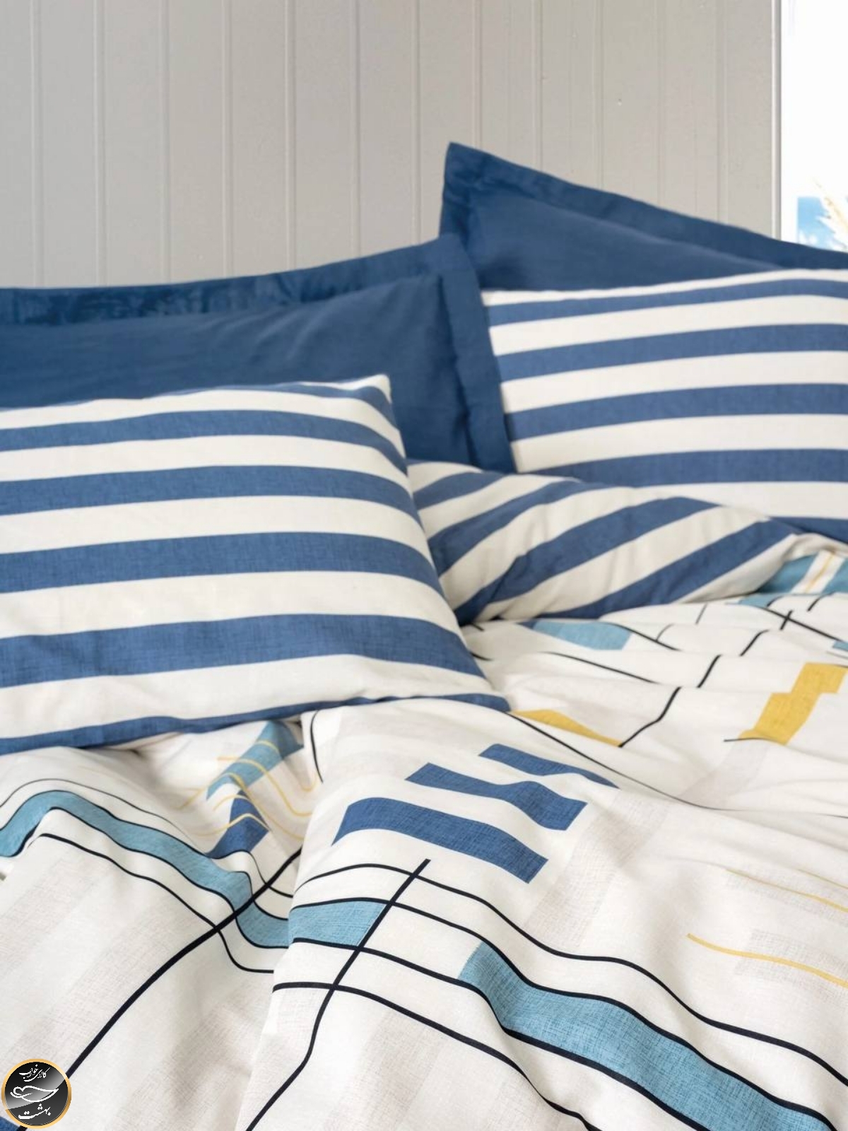 ست کاور لحاف دونفره Modern - Lunox Lacivert (چهار تکه - آبی لاجوردی سرمه ای)